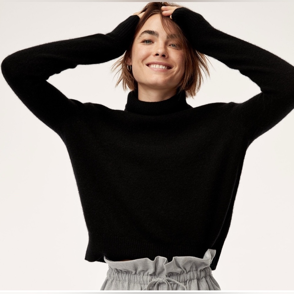 Babaton sweater aritzia Cotton fleece‎ Turtleneck mock cowl pink purple Wilfred